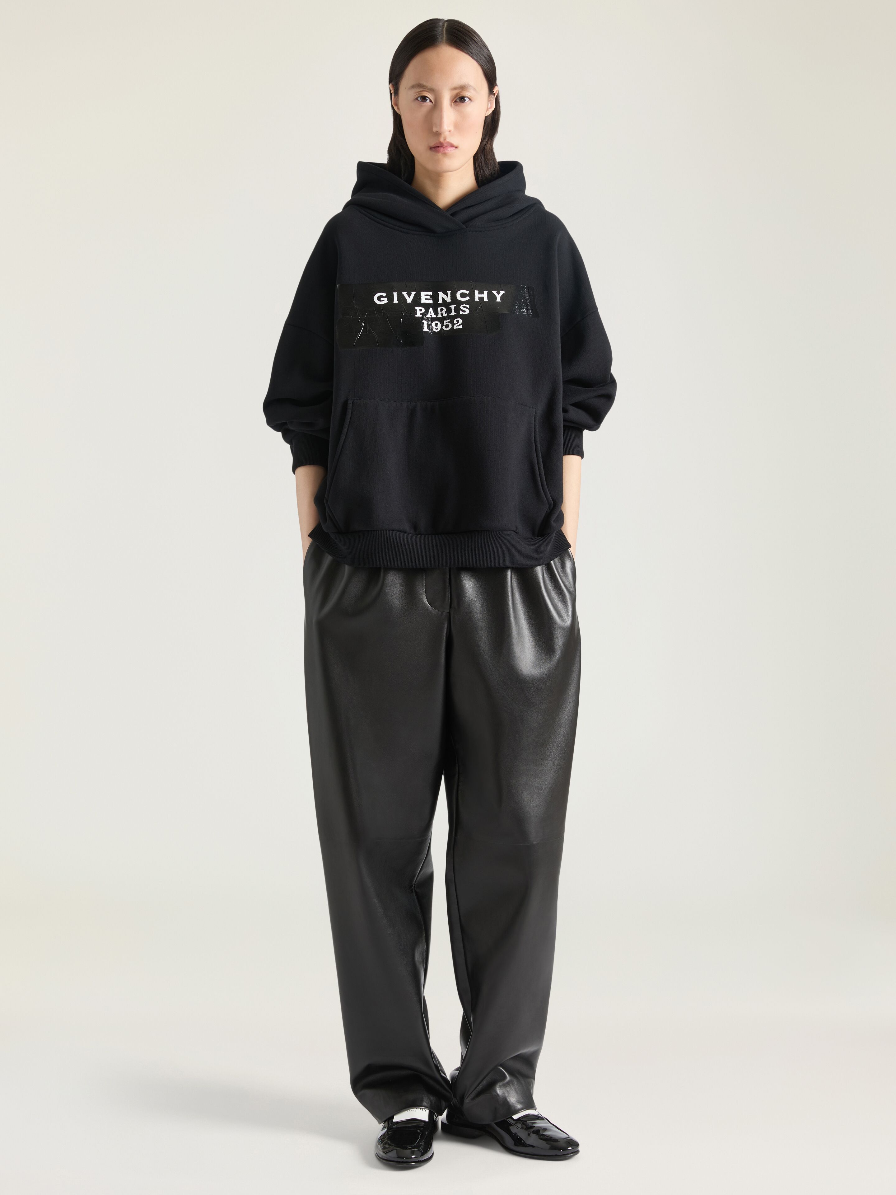 Hoodie sweatshirt in fleece with GIVENCHY Tape print